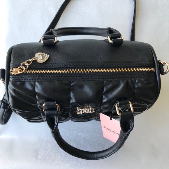 Juicy Couture Run The World Satchel Bag Purse Ruffle Liquorice Black MSRP : $89 - Picture 3 of 10